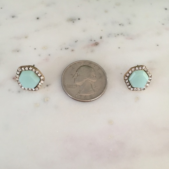 🆑 "Rachel" Earrings || Mint / Light Blue Pavé - Picture 4 of 7